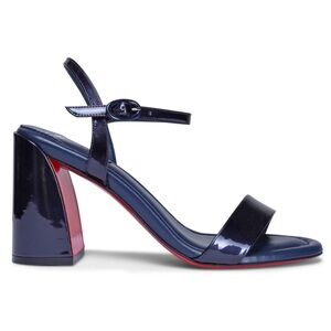 Christian Louboutin Miss Jane Sandal 85 Zaffiro Blue Ankle Strap Block Heel 39